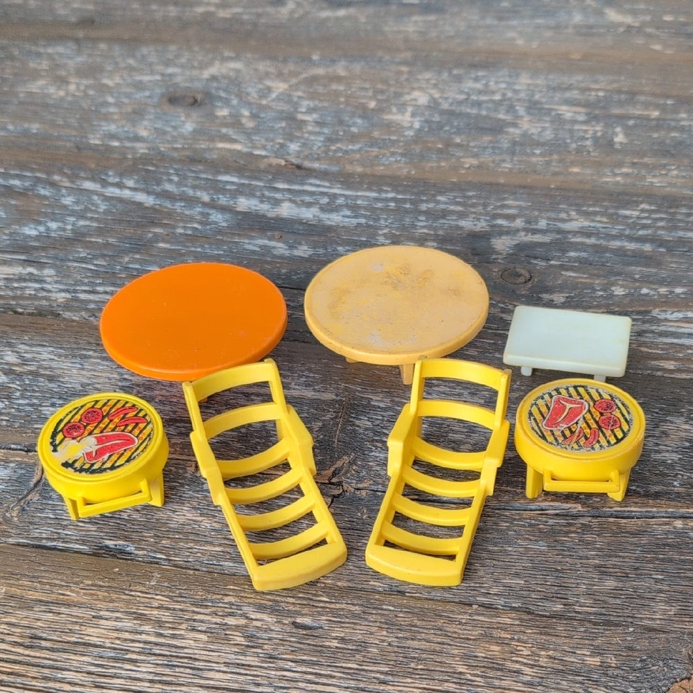 Vintage Fisher Price Little People Pool BBQ Accessories 70's